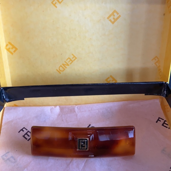 Rare vintage Fendi FF Tortoise Barrette - Picture 2 of 5